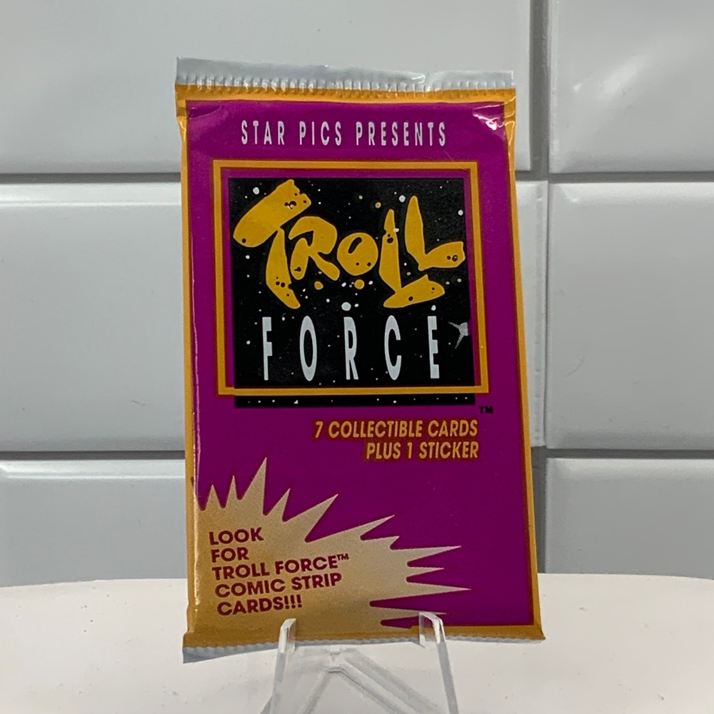 1992 Star Pics Troll Force Trading Card Pack Factory Sealed 7‎ Cards 1 Sticker
